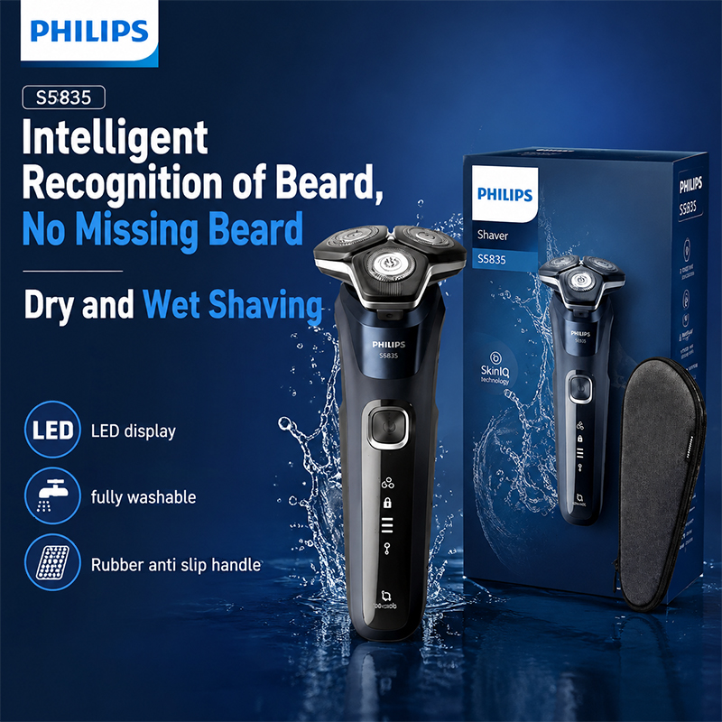Mens Grooming Travel Kit - Электробритва Philips S5835, роторная, для влажного